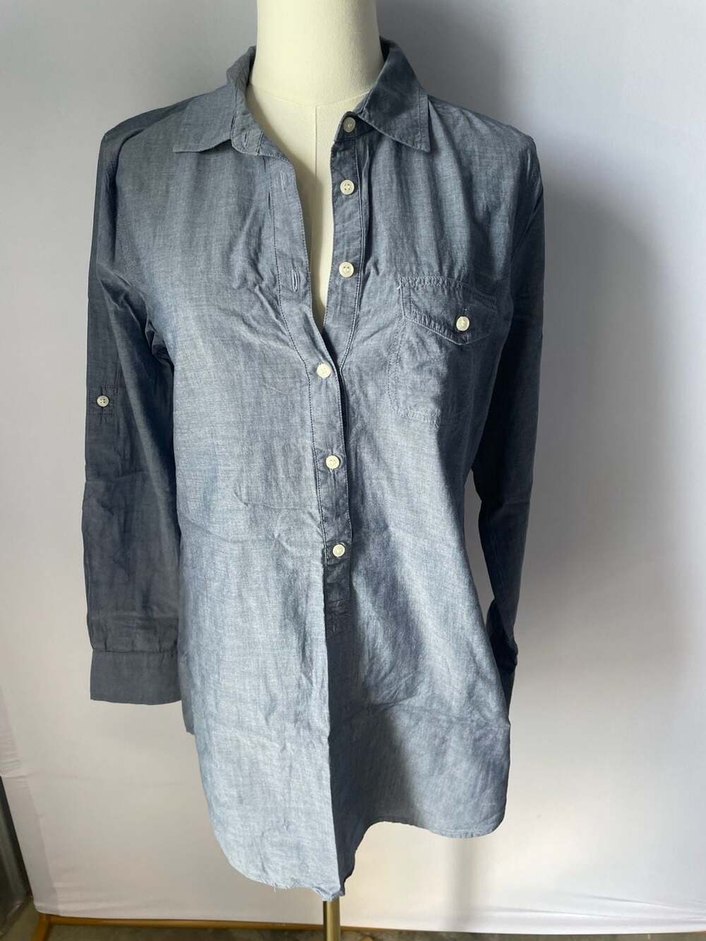 J. Crew Chambray Tunic Popover Top